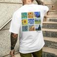 ゴッホの絵画、ひまわり、星月夜 メンズTシャツ バックプリント 彼への贈り物