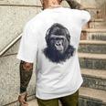 ゴリラ 描画 動物 イラスト 抽象画 アート ゴリラ メンズTシャツ バックプリント 彼への贈り物