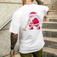 ゴルフをする面白い醜いクリスマスサンタ。 メンズTシャツ バックプリント 彼への贈り物