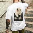 ゴールデンレトリバー ポケットに入った子犬 長袖tシャツ メンズTシャツ バックプリント 彼への贈り物