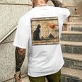 サンセット ピラミッド パピルス スクロール 砂漠 エジプトアート 猫 長袖tシャツ メンズTシャツ バックプリント 彼への贈り物