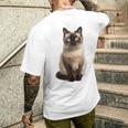 シャム猫 美人 雄大なシャム猫 ラブリーシャム猫 メンズTシャツ バックプリント 彼への贈り物