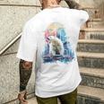 シロクマ 動物 カラフル 動物園 アート 描画 シロクマ メンズTシャツ バックプリント 彼への贈り物