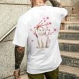 スコティッシュフォールド ネコ 桜の花 長袖tシャツ メンズTシャツ バックプリント 彼への贈り物