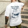 スローサンデーブッククラブ 本好きの猫 メンズTシャツ バックプリント 彼への贈り物