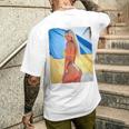 セクシーガールグラフィックtシャツ 「モダンピンナップガール&ウクライナ国旗2」 長袖tシャツ メンズTシャツ バックプリント 彼への贈り物