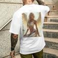 セクシーガールグラフィックtシャツ セクシーシッティングエンジェルピンナップバックプリント メンズTシャツ バックプリント 彼への贈り物