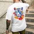 タイガー 動物 自然 動物園 抽象芸術 顔 虎 メンズTシャツ バックプリント 彼への贈り物