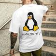 タックスlinuxペンギン-Sudorm-Rfコンピューターサイエンスコンピューター Tux Linux メンズTシャツ バックプリント 彼への贈り物