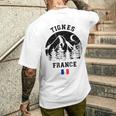 ティニュ フランス アルプス スキー場 アルペンスキー フランス国旗 メンズTシャツ バックプリント 彼への贈り物