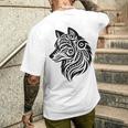 トライバルウルフ ポリネシア部族 マオリ柄 オオカミ メンズTシャツ バックプリント 彼への贈り物