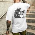 ドラマー ドラムキット クマの演奏 ドラムキット ミュージシャン メンズTシャツ バックプリント 彼への贈り物