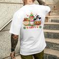ハッピー、感謝祭、ハロウィン、メリークリスマス。 長袖tシャツ メンズTシャツ バックプリント 彼への贈り物