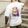 ハムスター 動物 カラフル モチーフ 抽象 アート 絵画 ハムスター メンズTシャツ バックプリント 彼への贈り物