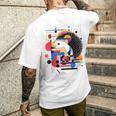 ハリネズミ アート 幾何学 動物 抽象 グラフィック ハリネズミ メンズTシャツ バックプリント 彼への贈り物