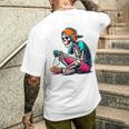 ハロウィン スケルトン ゲーマー おもしろい スケルトン コスチューム ビデオゲーム メンズTシャツ バックプリント 彼への贈り物