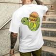 ハンバーガーを食べるかわいいカメ 面白いハンバーガー 長袖tシャツ メンズTシャツ バックプリント 彼への贈り物