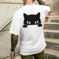 バッグの中に隠れているかわいい黒猫 猫好き 猫飼い 猫 ネコ ねこくろねこ好き 面白い サプライズ ギフト メンズTシャツ バックプリント 彼への贈り物