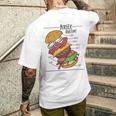 バーガー 解剖 成分 チーズバーガー ハンバーガー パテ メンズTシャツ バックプリント 彼への贈り物