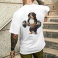 バーニーズマウンテンドッグ ウェイトリフティング フィットネスジム メンズTシャツ バックプリント 彼への贈り物