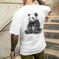パンダ アニマルプリント グラフィック デッサン アート 絵画 パンダ メンズTシャツ バックプリント 彼への贈り物