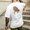 ヒゲのあるドラゴンリザード 爬虫類フェイクポケット メンズTシャツ バックプリント 彼への贈り物