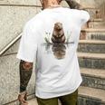ビーバー 恋人 動物 アート イラスト グラフィック ビーバー メンズTシャツ バックプリント 彼への贈り物