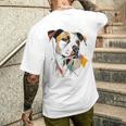 ピットブル 抽象 ペット お絵かき イラスト 動物 ピットブル メンズTシャツ バックプリント 彼への贈り物