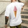 ピンク ソフトサーブ ストロベリー アイスクリーム コーン メンズTシャツ バックプリント 彼への贈り物