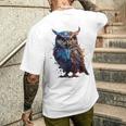 フクロウ アートワーク 動物 フクロウ メンズTシャツ バックプリント 彼への贈り物