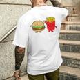 フライドポテト ハンバーガー チーズバーガー 友達 ファストフード フライドポテト メンズTシャツ バックプリント 彼への贈り物
