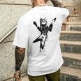 フライングvギターで遊ぶ猫 メンズTシャツ バックプリント 彼への贈り物