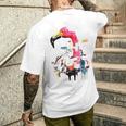 フラミンゴ 鮮やかな色 芸術的な野生動物の表現 メンズTシャツ バックプリント 彼への贈り物