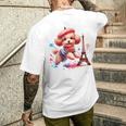 フランス パリ エッフェル塔 ファッション トイ プードル パリ 子犬 メンズTシャツ バックプリント 彼への贈り物