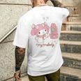 マイメロディ でんわ ライトカラー メンズTシャツ バックプリント 彼への贈り物