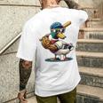 マガモのアヒル 野球愛好家 アヒル 野球 メンズTシャツ バックプリント 彼への贈り物