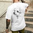 マルチーズ 犬 グラフィック ペット アートワーク マルチーズ メンズTシャツ バックプリント 彼への贈り物