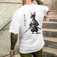 ミニチュアピンシャー 侍戦士 日本の浮世絵 アートドッグ メンズTシャツ バックプリント 彼への贈り物