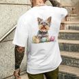ヨーキー ヨークシャーテリア 犬種 ハッピーイースター メンズ レディース メンズTシャツ バックプリント 彼への贈り物