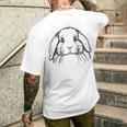 ラインアートダッドママラビット-ホーランドロップ メンズTシャツ バックプリント 彼への贈り物