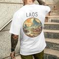 ラオスの風景 アールデコ メンズTシャツ バックプリント 彼への贈り物