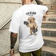 ラブラドールレトリバー 犬用筋肉トレーニング ダンベル付き メンズTシャツ バックプリント 彼への贈り物
