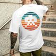 レトロ ヴィンテージ 80年代アーケード ゲーム インベーダー シンセウェイブ サンセット メンズTシャツ バックプリント 彼への贈り物