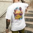 ロサンゼルス カリフォルニア サンセット スカイライン アーバン お土産 メンズTシャツ バックプリント 彼への贈り物