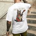 ロックンロール ギター 猫 ビンテージ Rock ギタリスト 猫 長袖tシャツ メンズTシャツ バックプリント 彼への贈り物