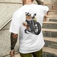 三毛猫 オレンジ猫 ねこ バイク バイカー メンズTシャツ バックプリント 彼への贈り物