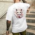 バックプリント 侍 猫戦士 日本人 忍者 キティ カワイイ メンズTシャツ バックプリント 彼への贈り物