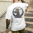 古代忍者猫 日本の子猫 刀猫 サムライキャット メンズTシャツ バックプリント 彼への贈り物