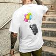 可愛い赤ちゃんのゴリラシルバーバックグラフィックバルーンアートワーク。 メンズTシャツ バックプリント 彼への贈り物