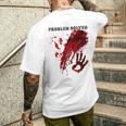 問題解決 血まみれのシャツ 血まみれのホラー メンズTシャツ バックプリント 彼への贈り物